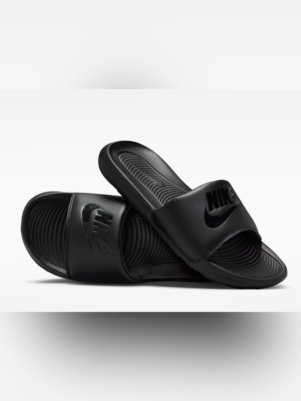 Nike Black Slide Sandals with Embossed Logo